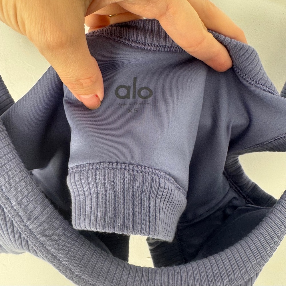 ALO Yoga Dark Purple Ribbed Top - Picture 3 of 4